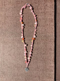Pink Beaded Heart Crochet Necklace