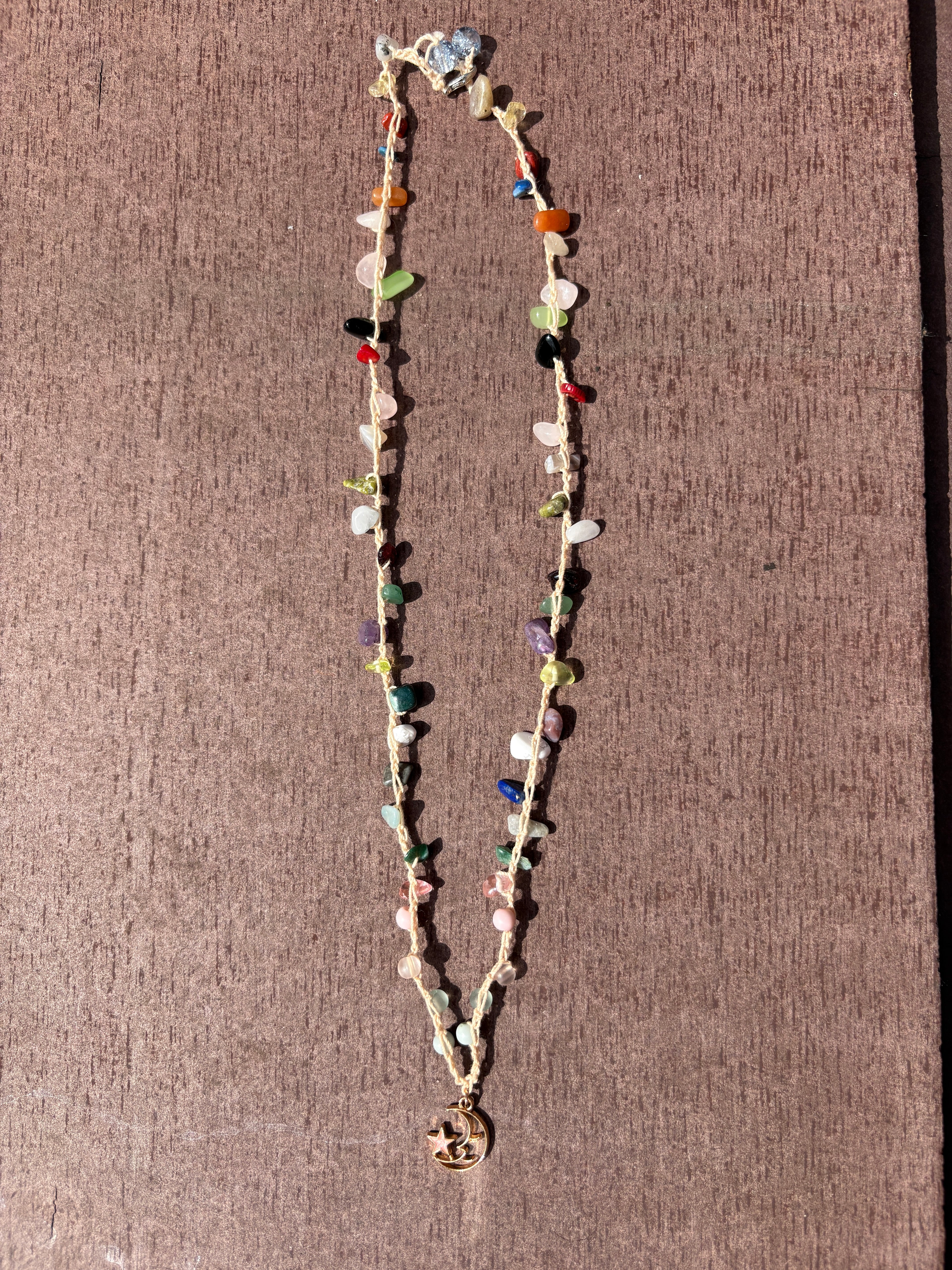 Coloured Stones Crochet Necklace