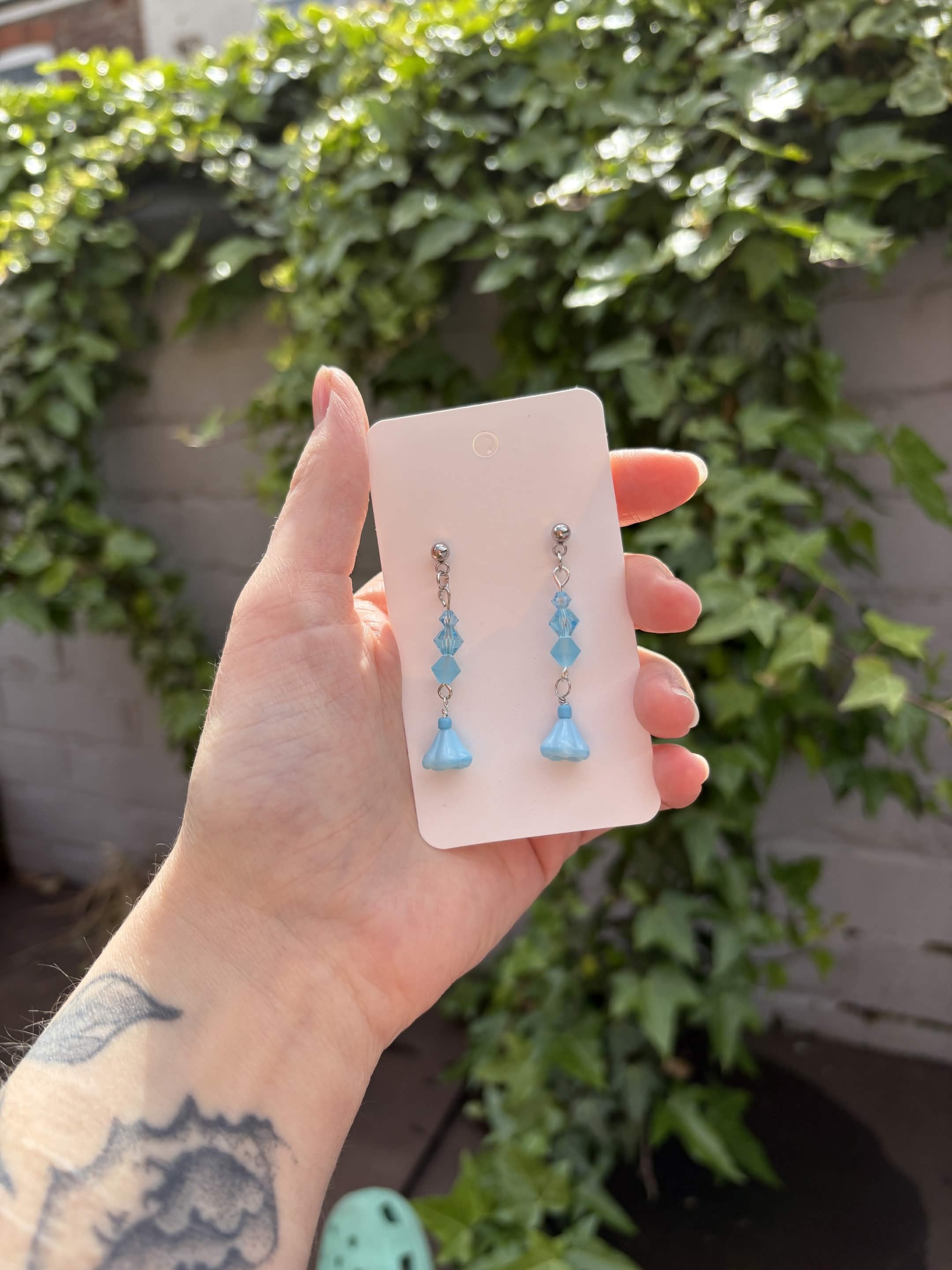 Blue Floral Suncatcher Earrings